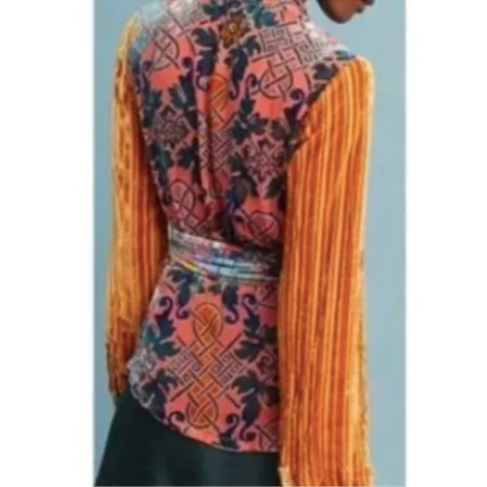 Nwot‎ Anthropologie Velvet Patchwork Wrap Top by Moulinette Soeurs - Picture 4 of 12